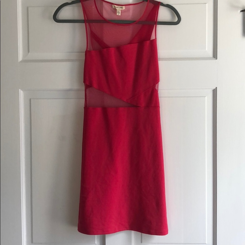 Hot pink fitted mini dress